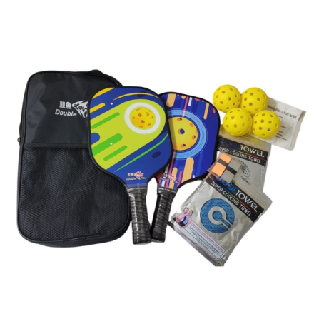 Double Fish Pickleball Racket Set -2 Rackets 4 Balls
